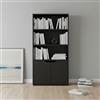 INDE MOBLEKIT | Libreria in legno a 4 ripiani con ante, 59x29x120 cm, nera, ideale come mobile contenitore per la cucina o come libreria verticale stretta per la casa.