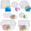 Capaneus 7 Pezzi Stampi per Resina Epossidica, Vassoio per Stampi in Silicone, Stampi Sottobicchieri per Resina Epossidica, Stampi Decorativi in Resina per Fare Piatti, Fare Coaster, Creazione di Artigianato