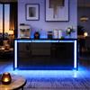 HOOGDLJ Credenza Cucina Moderna con Luci LED, Mobile Cucina Nero Lucido con 4 Ante e 2 Cassetti, Madia Soggiorno Moderna per Sala da Pranzo, Cucina, Ingresso e Salotto, Mobile Salvaspazio, 160 x 35 x 75 cm