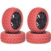 KEEDA 4 pneumatici in gomma da 75 mm e ruote in plastica, pneumatici RC e ruote per 1/10 RC su strada auto 1/16 RC Rally Auto HSP 94123 HPI Kyosho Tamiya (rosso)