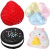 SSKHE Set Taba Squishy Fragola + Criceto + Gatto Paw + Criceto , Fufu Sensory Play Fidget Toy per Alleviare lo Stress Regali