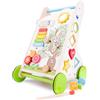 Woet® Carrello Primi Passi in Legno con Forme e xilofono | Carrello primi passi in legno, forme da incastrare, xilofono, perline e ingranaggi, gioco educativo, da 1 anno