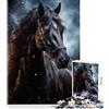 FGJfdtDG Puzzle del cavallo nero frisone 1000 pezzi divertimento per allenare la mente design a incastro perfetto riunioni di famiglia (50x75cm)