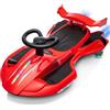 LALAHO Auto elettrica per bambini, 2 in 1, con pedale, luci LED, sterzo a 360°, 2 velocità, ruote luminose, per bambini dai 3 anni in su (rosso-nero1)