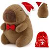 Ourdort Capybara Peluche 20 cm,Capibara Plush Con Cappello di Natale | Capybara Peluche Bambola,Morbido e Carino,Realistico Animale Peluches Capibara, Compleanno Regalo Per Ragazzi Ragazze