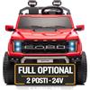 Mondial Toys Ford F150 Raptor 24V Maxi Fuoristrada 2 Posti Auto Macchina Elettrica per Bambini Telecomando Luci a Led Bluetooth Ammortizzatori Carico Massimo 60 Kg Rosso