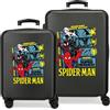 Disney Joumma Bags Marvel Avnegers, Spiderman, Valigia per bambini realizzata in ABS, un materiale rigido e leggero, ruote doppie, chiusura a combinazione laterale, Supereroe, Talla única, Set valigie