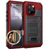 Beeasy Cover per iPhone 16 Pro IP68 Impermeabile Custodia Militare Antiurto Resistente 360° Metallo Armor Protezione Schermo Integrata Rugged Robusta Indistruttibile Subacquea Antipolvere Rosso