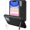 Gladgogo Cover Batteria per iPhone 11(6,1 pollici), 8500mAh ultrasottile charger case con supporto, Ricaricabile Battery Cover Custodia Batteria Caricabatterie, Nero