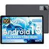 MENTUME Tablet 10 Pollici, Tablet Android 15, Unisoc T30 Quad-Core, 18 GB RAM + 128 GB ROM + 1 TB TF, Display HD IPS 1280x800, Fotocamera Doppia 5MP + 8MP, 6000 mAh, WiFi 6, BT 5.0, Widevine L1, GPS (Z90)