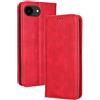 RankOne Custodia A Portafoglio per Smartphone, Compatible with iPhone 17e / 16e (6.1 Inches), Custodia Magnetica in Pelle Rosso