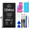 EFaith Batteria per iPhone 12 MINI [4350mAh] di ricambio ad alta capacità 0 cicli con kit di riparazione professionale e adesivo