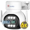 Ctronics 6X Zoom Híbrido Telecamera Wi-Fi Esterno con Tracciamento-Auto-Zoom, PTZ IP Videocamera Sorveglianza con Doppio Lente Rilevamento Umano Visione Notturna Colori Audio Bidirezionale (1, Bianco)