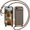 Coiwxmoi Cover per iPhone 17 Air 6,7 con Cordino, Custodia con Laccio Collana Tracolla Regolabile Sottile Silicone Morbido TPU Bumper Antiurto AntiGraffio Protettiva Case per iPhone 17 Air, Cachi