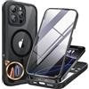 miracase Custodia in vetro per iPhone 16 Pro Max, con Magsafe, controllo magico della fotocamera e protezione militare a 360°, protezione completa della fotocamera, anticaduta, magnetica, nero