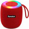 MONTY SOUL Altoparlante Bluetooth Portatile 5W con Luci RGB, Speaker Wireless IPX4, Subwoofer Integrato, Microfono Vivavoce, USB, TF Card, Compatibile con iPhone, Android e PC (SH-309) (Rosso)