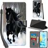PHINIENLAND Cover per Honor 200 Lite custodia portafoglio Cavallo nero | 3 scomparti carte, 1 tasca banconote, Chiusura magnetica, Supporto, Pelle PU flip cover per Honor 200 Lite