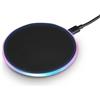 Perixx PERIPRO-713 Caricatore Wireless RGB, Compatibile con Qi, 5W, USB 2.0, Base Antiscivolo, Cavo da 1.2m Incluso, Nero
