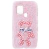 YKTO Custodie per Telefoni Soffici per TCL 306/TCL 305 Cover Shiny Bow Pearl Bear Simpatico Peluche Morbido e Inverno Caldo Morbido Case per TCL 306/TCL 305 Peluche Coniglio Silicone,Orso di perle rosa