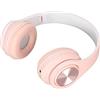 Picysa Cuffie Bluetooth Cuffie Wireless Pieghevoli Comode con Riduzione del Rumore per Telefono Portatile con Luce RGB (Rosa)