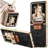 Ysnzaq Cover con disegno floreale per Motorola Razr 70/60 /50-HY Nero | Pelle PU Flip Case, Supporto ad Anello e Protezione, cover per donna, Custodia Sottile Antiurto per Motorola Razr 70.