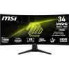 msi Monitor Gaming Curvo 34" pollici, UWQHD 1500R, 3440x1440 VA, 180Hz, 1ms, HDR Ready, Eye Care, HDMI 2.0b, DP 1.4a, Senza Cornice, Stand Regolabile, Montaggio VESA, Nero