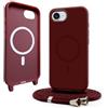 Bigcousin Magnetica Cover con Cordino per iPhone 17e (2026) / iPhone 16e,[Compatibile con MagSafe], Cover in Silicone, Regolabile Cordino da Collo Nylon Catena Collana Tracolla,Rosso