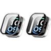 QJONSIU Cover Rigida Compatibile con Xiaomi Redmi Watch 6 Active con Vetro Temperato, 2 Pack Protettiva Antigraffio Case-Black Trasparente