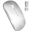 QYFP Mouse wireless Bluetooth per MacBook Air, Mac Pro, computer portatile, iPad, PC, mouse ottico ricaricabile, silenzioso, con interruttore a doppia modalità, Bluetooth 5.2/3.0 e ricevitore USB di