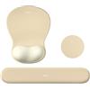 MOSISO Supporto Poggiapolsi Mouse Pad&Tastiera,Tappetino Mouse Ergonomico | Curvo Sottobicchiere,Base Antiscivolo,Relief Pain Casa/Ufficio Cuscino Tipo Easy,Soft Cloth Memory Foam Concavo, Cachi