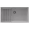 PRIMAGRAN Lavello sottotop al Mobile 90cm + Kit di scarico, 86x47cm | Set: Kit di scarico + Scolapasta avvolgibile + Lavandino in Granito a 1 Vasca - Prague 90 Level, Tutto Grigio