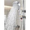 TLHWIN Soffione doccia a risparmio d'acqua, filtro a doccetta con pietre minerali e 5 tipi di getto, maggiore pressione con filtrazione a 3 strati e pietre aggiuntive, bianco, spazzolato (Argento)