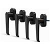 IdeaGenesis - Confezione da 4 maniglie per finestra multipunto in alluminio nero | Leva per finestre oscillanti e praticabili | Quadrato 7 mm universale | Maniglia resistente con finiture (4, nero