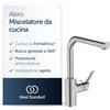 Ideal Standard Alero miscelatore cucina, alta pressione, 295 mm - Cromo | Bocca girevole a 360°, rubinetto cucina, installazione rapida, BE190AA