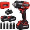 LithiCraft Avvitatore a Impulsi a Batteria 1/2 Pollice, 1200 Nm Brushless, 2 Batterie 4,0Ah, Caricatore Rapido, 5 Bussole 17/19/21/22/24 mm, per Cambio Gomme, Auto & Fai da Te