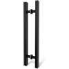 LVYIHAN Maniglione 60 cm Porta Scorrevole, Nero Opaco, Quadrato, a 2 Lati | Acciaio Inox 304 Robusto, Interasse 40 cm, Per Porte da 2-5 cm: da Fienile, Ingresso, Scorrevoli ed Esterne