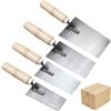 GBKDQQ Set di 4 cazzuole da muratore in acciaio inox, a forma di trapezio, in acciaio inox, con manico in legno, spatola per stucco, spatola per stucco, spatola per stucco, spatola per stucco, spatola per