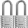 NOVLOCK Lucchetto a combinazione resistente - Arco lungo 5,9 cm - Lucchetto impermeabile da esterno a 4 cifre per cancelli, recinzioni, capanni, armadietti, armadi e depositi - 2 pezzi, argento