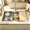 JUNFUNNLE Lavello Cucina, Lavabo Grande in Acciaio Inox, 1 Lavello, Lavello Cucina con Griglia in Acciaio Inox, Griglia di Gocciolamento, Scarico e Kit di Riflusso (Argento-c, 80 x 50 x 22)