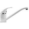 Xcel Home Rubinetti da cucina rotondi bianchi | Monoblocco monocomando monocomando girevole lungo beccuccio con tubi e raccordi standard | Miscelatore salvaspazio in ottone ideale per lavelli
