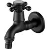 Rehomthy Rubinetto Giardino Nero per Lavatrice, Giardino, Esterno, Bagno e Cucina, Filettatura G1/2 (Solo Freddo)