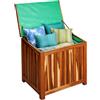 Relaxdays Cassapanca da Giardino 60x60x50 cm in Legno di Acacia, Naturale | con fodera impermeabile, cuscini e attrezzi