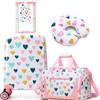 HTgroce Set 3 Valigie per Bambini con Valigia da Mano, Cuscino per il Collo, Borsone da Viaggio, Etichetta, Valigia con Ruote