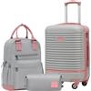 COOLIFE Set di Valigie 3 Pezzi, 20 Valigia Piccola per Brevi Viaggi | Trolley da Viaggio con Zaino da Viaggio e Necessaire, TSA Serratura, 4 Rotelle Girevoli a 360°, Impugnatura Telescopica