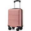 KONO Valigia trolley da viaggio in ABS + PC - Custodia rigida leggera con 4 ruote gemellate e lucchetto TSA, robusta valigetta per viaggi in aereo, affari e vacanze in famiglia, Oro rosa, Ryanair