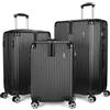 Brubaker Set di Valigie London - 3 Pezzi con Bagaglio a Mano - Valigia Rigida con Chiusura a Combinazione, 4 Ruote e Comode Maniglie per il Trasporto - Trolley in ABS (M, L, XL - Nero)