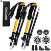 HUINING Bastoni da trekking pieghevoli, telescopici, per nordic walking da donna e da uomo, bastoncini da trekking ultraleggeri in alluminio con molti accessori, 115-135 cm, colore: giallo