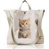 HALLROCK Borsa Tote in Tela Personalizzata con Cerniera, Stampa Fronte-Retro con Foto e Testo, Borsa a Tracolla Regolabile, Shopper Riutilizzabile Regalo per Donna Uomo (40x38x15 cm)