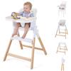 COSTWAY Seggiolone Pappa Pieghevole 4 in 1 con Cuscino di Seduta (Beige)