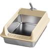 Generic Lettiera in acciaio inossidabile, lettiera per gatti, scatole chiuse, vassoio con lato alto, con paletta, toilette per gattini, uso interno, balcone, appartamento, 40 x 30 x 19 cm